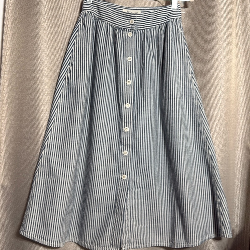 Madewell Striped Button-Down Skirt